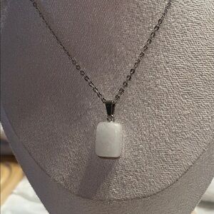 Elegant Silver Necklace with frosted Quartz Pendant